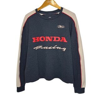 Honda Racing Sweatshirt Mens Large Gray/Cream/Red